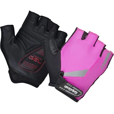 Afbeelding van GripGrab ProGel Padded Korte Vinger Zomer Fietshandschoenen Wielrenhandschoenen met Padding Roze Hi Vis Unisex Maat XL