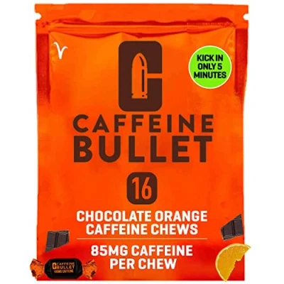 Afbeelding van Caffeine Bullet Energy Chews Chocolade Sinaasappel *4 Snellere kick dan pillen, gels en kauwgom. 100 mg cafeïne Sport wetenschap voor hardlopen, fietsen, gamen een pre workout uithoudingsvermogen boost.