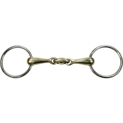 Afbeelding van Harry&#039;s Horse Watertrens gold brass dubbelgebroken o link 20mm 14,5 Zilver/goud
