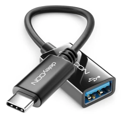 Afbeelding van deleyCON USB C naar OTG Adapter Kabel 17cm 5 Gbit/s Mobiele Telefoon Thunderbolt 3/4 3.0 Compatibel met IPhone 15 Pro Max MacBook Air 2023 IPad Mini iMac