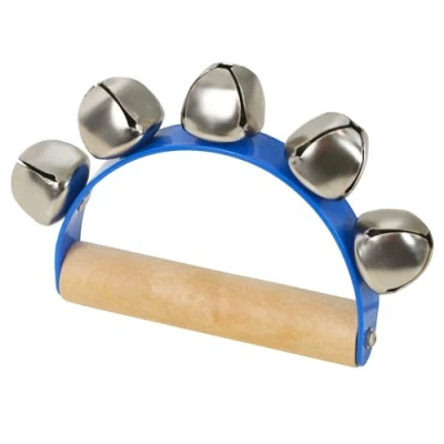 Afbeelding van A Star 5 Bell Jingle Shaking Sleigh Tafelbel met Houten Handvat Blauw