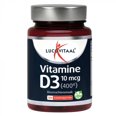 Afbeelding van 2+2 gratis: 2x Lucovitaal D3 10 mcg (400Ie) Vitamine Vegan kauwtabletten 60