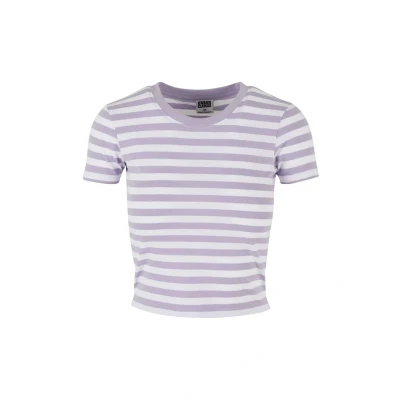 Afbeelding van Urban Classics Short Striped TEE Tshirt print, Dames, Maat: 5XL, White dustylilac