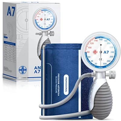 Afbeelding van AIESI® Professionele Bloeddrukmeter Handmatige aneroïde handheld model voor volwassenen ANEROID A7, Verstelbare handgreep, Garantie 24 maanden