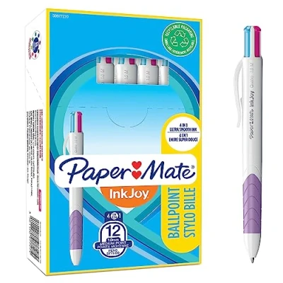 Afbeelding van Paper Mate Inkjoy Quatro Fun 4 kleurenbalpen, medium, pastel inktkleuren 12 stuks