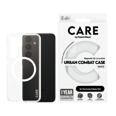Afbeelding van CARE by PanzerGlass Flagship Case Transparant Urban Combat w. Wit QI Module Samsung S24