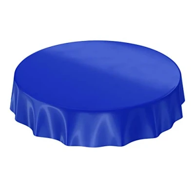 Afbeelding van Anro Afwasbaar tafelzeil effen kleur, glanzend, met gesneden rand, donkerblauw, rond, 140 cm