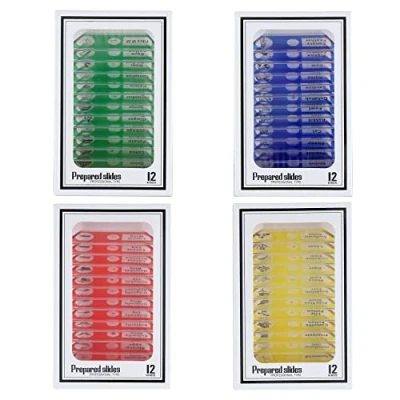 Afbeelding van HUAREW 48 stuks voorbereide microscoopdia&#039;s specimen insecten, dieren, bloemen, planten, biologische specimens, microscoopglijbaan, verlichtend wetenschappelijk onderwijs voor kinderen,