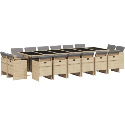 Afbeelding van vidaXL 17 delige Tuinset met kussens poly rattan gemengd beige