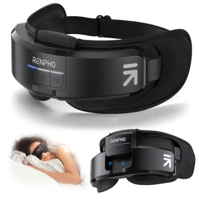 Afbeelding van RENPHO Eyeris Shift Oogmasker, massageapparaat, 2 in 1 oogmassageapparaat met warmte en bluetooth muziek, 3 drukniveaus, warmtestanden, timers, slaapmasker ter ontlasting van de ogen,