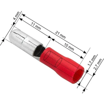 Afbeelding van Kabelschoen Rond Rood Insteekbreedte 4 mm Lengte 21 100 Stuks