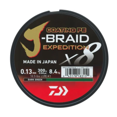 Afbeelding van Daiwa J Braid Expedition X8E Gevlochten lijn Dark Green 0.24mm/22.2kg (300m)