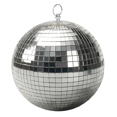 Afbeelding van discobal met haken om op te hangen, 18 cm, spiegelbal echte glazen facetten in zilver, feestlichteffect, hangbal, spiegelbal,