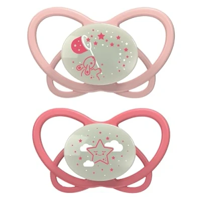 Afbeelding van nip ® Nacht fopspeen My Butterfly Night Green , maat 1 (0 6 maanden), silicone rood