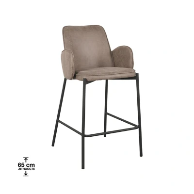 Afbeelding van LABEL51 Barkruk Joni Taupe Micro Suede Zithoogte 65 cm Majorr