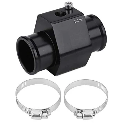 Afbeelding van Watertemperatuur verbindingspijp, aluminium, auto, slang, sensor, meter, adapter, zwart (32mm)