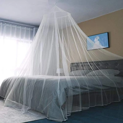 Afbeelding van Sekey XXL muggennet tweepersoonsbed rond, bed, fijnmazig mesh, insectennet voor binnen en buiten, met kleefhaken, 60 x 250 1200 cm, wit