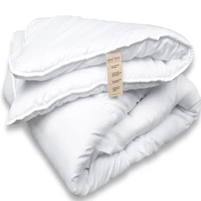 Afbeelding van Fam Home Wit Wasbaar donsdeken 135 x 200 cm, MADE IN GREEN Gecertificeerd Gewatteerd donsdeken, Hypoallergeen Zacht Duurzaam, Gerecycleerd Polyester Holle Vezel 350g/m2, Eén Persoon