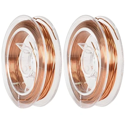 Afbeelding van Colexy 2 rollen koperdraad, 0,5 mm x 10 m, magneetdraad, aanslagbestendige sieradendraad, geëmailleerde spoelwikkeldraad, sieradendraad voor knutselen en het maken van sieraden