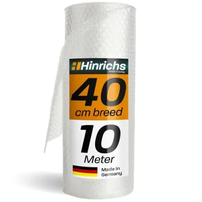 Afbeelding van Hinrichs Noppenfolie Rol 10m x 40cm Ideaal voor Verzending, Verpakking en Verhuizing 100% Recyclebaar als Verpakkingsmateriaal Opvulmateriaal