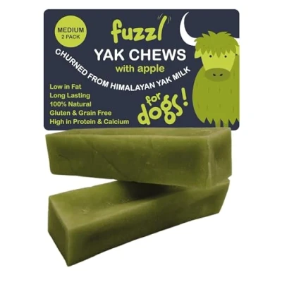 Afbeelding van Fuzzl Yak Chews Set van 2 140 g appel, natuurlijke hondensnacks met Himalaya jakmelk, jak om op te kauwen zonder verstoppen, natuurlijk hondenvoer