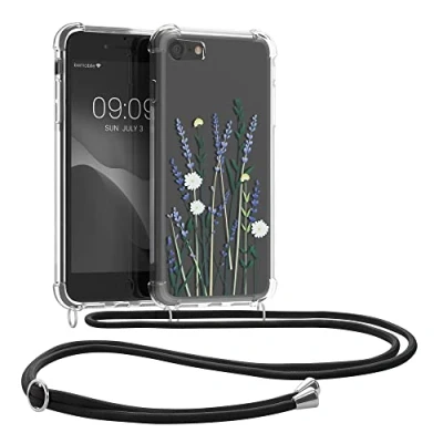 Afbeelding van kwmobile telefoonhoesje geschikt voor Apple iPhone SE (2022) / (2020) 8 7 Hoesje met telefoonkoord Back cover smartphone Case in lavendel groen transparant