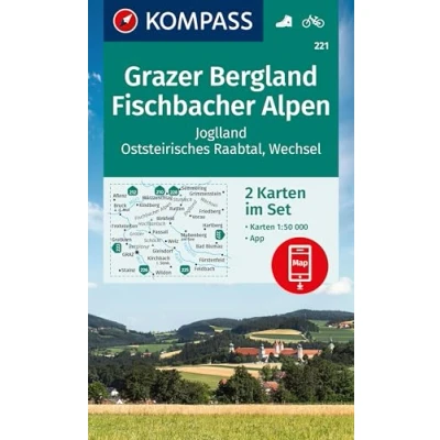 Afbeelding van KOMPASS Wanderkarten Set 221 Grazer Bergland, Fischbacher Alpen (2 Karten) 1:50.000: inklusive Karte zur offline Verwendung in der App. Fahrradfahren.