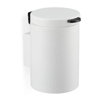 Afbeelding van Relaxdays badkamer prullenbak 3 liter hangend softclose rond staal voor wc wit