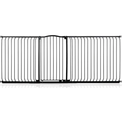 Afbeelding van Safetots Extra Hoge Traphekje met Gebogen Bovenkant Assortiment, 234cm 243cm (69 opties beschikbaar), Mat Zwart, Hoog 100cm in Hoogte, Drukbevestiging Traphekje, Babyhekje voor Deuren Gangen en Ruimtes, Veiligheidsbarrière
