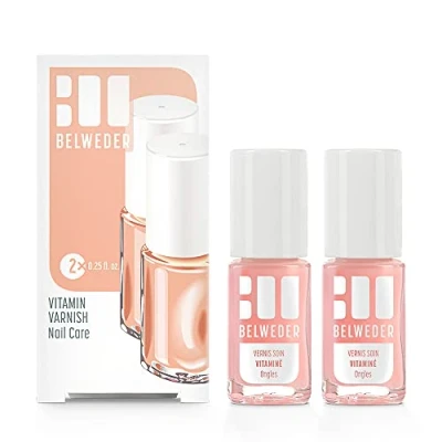 Afbeelding van BELWEDER x2 vitamine nagelverzorgingsproducten 2 x 7,5 ml voor zwakke, droge en broze nagels semi transparant verfraaid versterkt verrijkt met E, panthenol calcium
