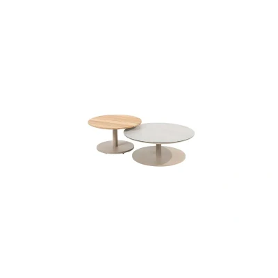 Afbeelding van TASTE By 4 Seasons Sara 2 delig Bijzettafelset Beige Tuintafels