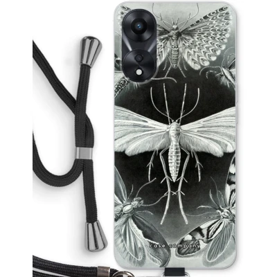 Afbeelding van Case Company® hoesje met Koord geschikt voor Oppo A58x Haeckel Tineida Telefoonhoesje Zwart Bescherming aan alle Kanten en Over de Schermrand