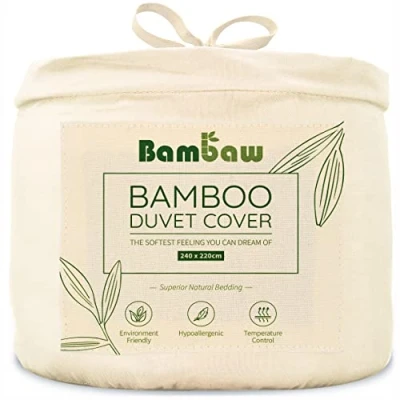 Afbeelding van Bamboe Dekbedovertrek 2 Persoons Eco Dekbedhoes 240cm bij 220cm Luxe Beddengoed Hypoallergeen Puur Rayon Ultra ademende Stof Ivoor Bambaw
