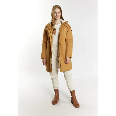 Afbeelding van Dreimaster Wattierter Mitaltipl Winterjas, Dames, Maat: 42, Kamel
