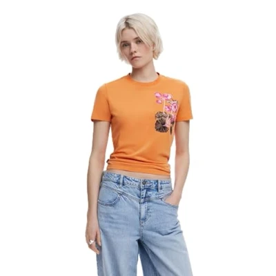 Afbeelding van Desigual Tshirt print, Dames, Maat: XL, Orange