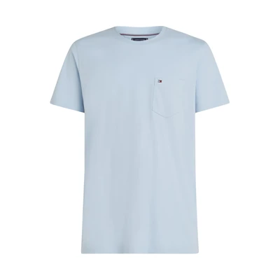 Afbeelding van Tommy Hilfiger Essential Solid Pocket TEE Tshirt basic, Heren, Maat: Small, Breezy blue
