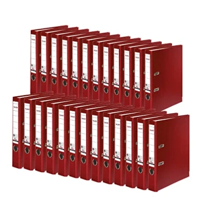 Afbeelding van Origineel Falken 25 stuks Recycolor Ordner Öko. Made in Germany. Gekleurde papieren omslag buiten 5 cm smal DIN A4 bordeaux ringband dossiermap briefomslag kartonnen dossier CO2 neutraal Blauwe Engel