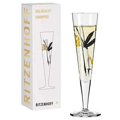 Afbeelding van RITZENHOFF 1071022 champagneglas 200 ml serie Goldnacht nr. 22 elegant designstuk met echt goud Made in Germany