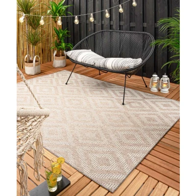 Afbeelding van Buitenkleed Ruiten Kjeld Oudroze/crème 66x230 Cm