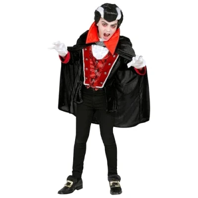 Afbeelding van Widmann Vampier &amp; Dracula Kostuum Victoriaanse Victor Jongen Rood, Zwart Maat 158 Halloween Verkleedkleding