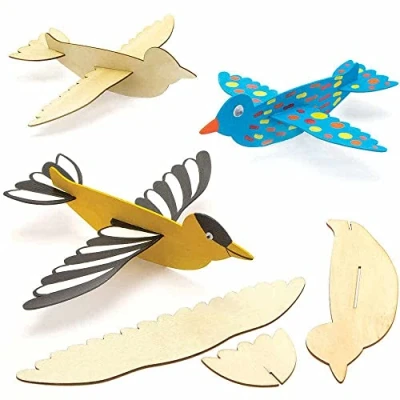 Afbeelding van Baker Ross FC704 Vogel Houten Zweefvliegtuigen Set van 8, Hout Knutselen pakketten voor Kinderen, Kleurplaten Kinderen