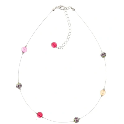 Afbeelding van Behave Zilver kleurige ketting met roze kralen