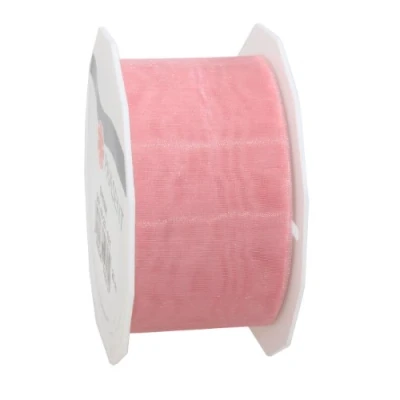 Afbeelding van PRÄSENT C.E. Pattberg Sheer Organza lint lichtroze, 25 m cadeaulint voor het inpakken van geschenken, 40 mm breed, accessoires decoreren en knutselen, decoratielint