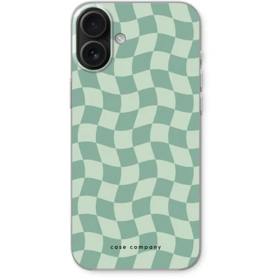 Afbeelding van Case Company® hoesje geschikt voor iPhone 16 Plus Grid Groen Soft Cover Telefoonhoesje Bescherming aan alle Kanten en Schermrand