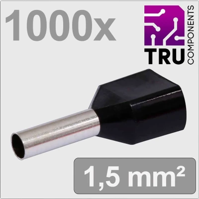 Afbeelding van TRU COMPONENTS TC 13377236 Dubbele adereindhulzen 1.5 mm² Deels geïsoleerd Zwart 1000 stuk(s)