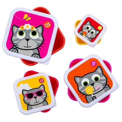 Afbeelding van TUM Nesting Snackpotten voor kinderen, Snackboxen Kids Lunchbox Set, BPA vrij (Bluebell the Cat)