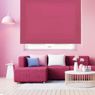 Afbeelding van Blindecor Ara Lichtdoorlatend rolgordijn linnen, Manual, Fuchsia, 160 x 175 cm