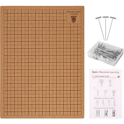 Afbeelding van macramé bord, projectbord met pinnen, dubbelzijdige mat roosters, draagbare vlechtplank instructies voor vlechten, armband, knoopkoord