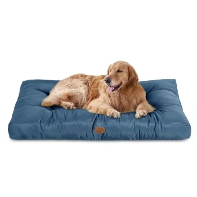 Afbeelding van BEDSURE Hondenkussen voor grote honden, wasbaar, 111 x 89 cm, hondenmatras, waterdicht, XXL, grote, middelgrote outdoor, gevoerd, hondenmat, donkerblauw, 10 cm hoog, XL, hondenbed