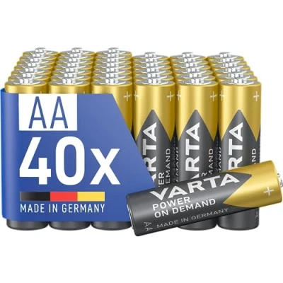Afbeelding van VARTA Batterijen AA, verpakking van 40, Power on Demand, Alkaline, 1,5V, milieuvriendelijke verpakking, voor computeraccessoires, Smart Home apparaten, Made in Germany [Exclusief bij Amazon]